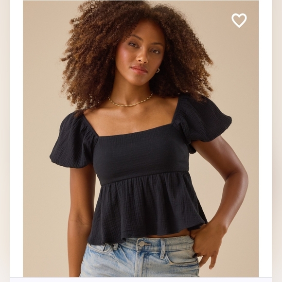 NWT Altar'd State Nia Tie Back Babydoll Top Black - Picture 1 of 7